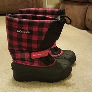 Columbia Hot Pink & Black Plaid Kids Size 3 Boots